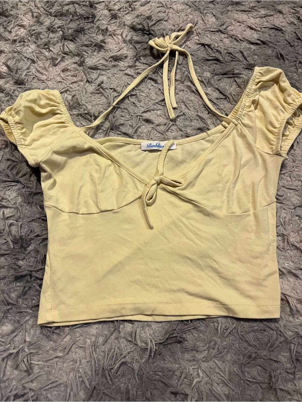Yellow Tie-Front Crop Top - Women's